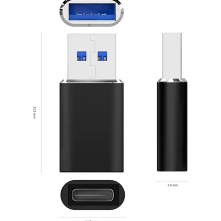 Adaptador Aisens A108-0678 USB 3.2 Gen2 USB-C Hembra A USB Macho