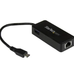 Adaptador de Red Startech Adaptador USB 3.1 Type-C a Ethernet + Puerto USB Negro