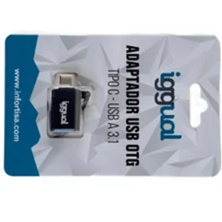 Adaptador iggual USB OTG Tipo C A USB-A 3.1 Negro