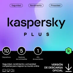 Antivirus Kaspersky Plus 10 Dispositivos 1 Año