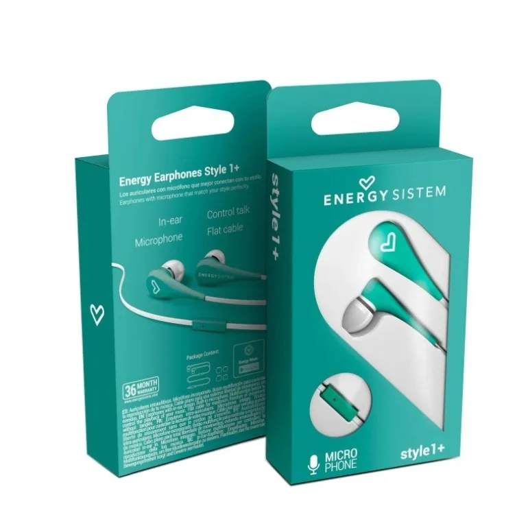 Auriculares Energy Sistem Style 1 Jack 3.5 Micrófono Menta