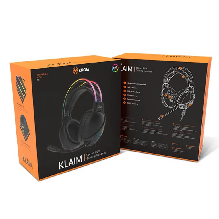 Auriculares Krom Gaming Klaim RGB LED