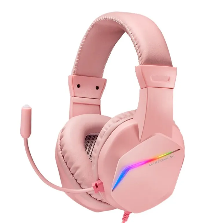 Auriculares Mars Gaming MH122 FRGB Ultra-Bass Rosa