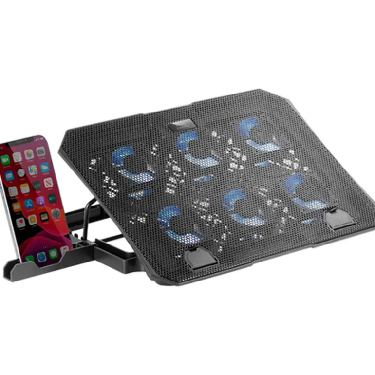 Base Mars Gaming MNBC23 Refrigeradora Con Ventiladores Y Soporte Smartphone Para Portátiles 16" Negro