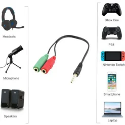 Cable Ewent EC1640 Jack 3.5mm 2 Hembra a 1 Macho