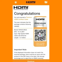 Cable HDMI Nano Cable HDMI V2.0 / HEC 4K@60Hz 18Gbps A/M-A/M Negro 1m