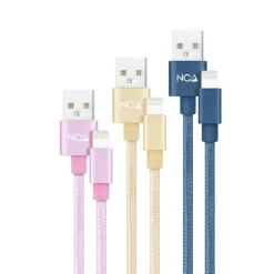Cable Nanocable Lightning a USB 2.0 Mallado 1.0m 3U Rosa Azul Dorado