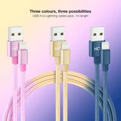 Cable Nanocable Lightning a USB 2.0 Mallado 1.0m 3U Rosa Azul Dorado