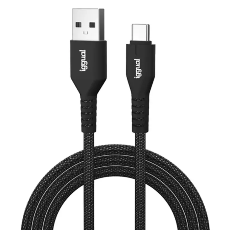 Cable USB iggual Tipo A A Tipo C 3A 100cm Trenzado