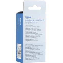 Cable USB iggual Tipo A A Tipo C 3A 100cm Trenzado