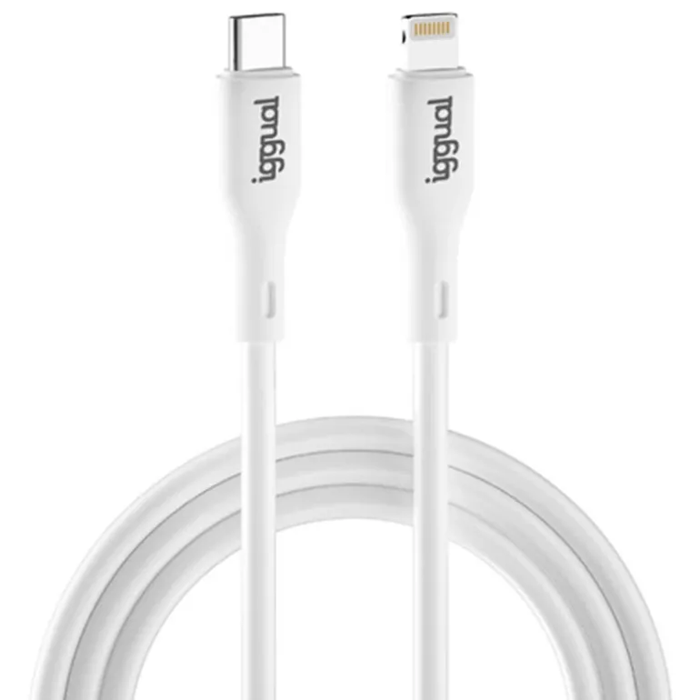 Cable USB iggual Tipo C/Lightning 100cm Q3.0 3A Blanco