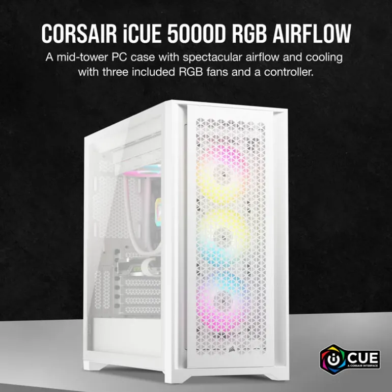 Caja/Torre Corsair iCue 5000D RGB Airflow Blanco