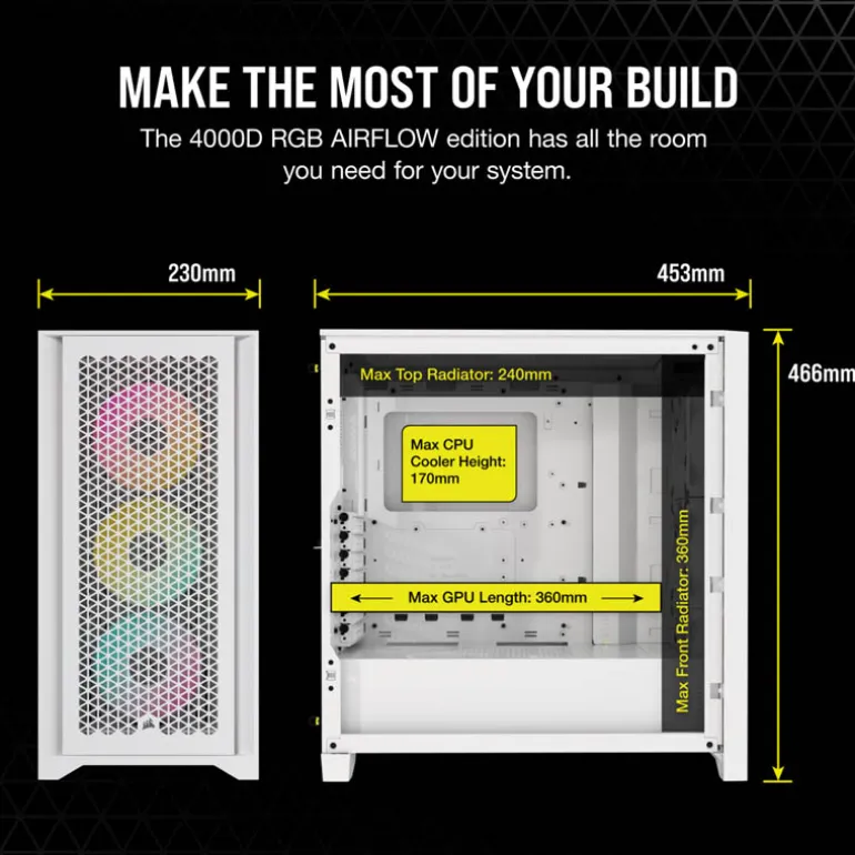 Caja/Torre Corsair iCue 4000D RGB Airflow Blanco