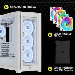 Caja/Torre Corsair iCUE 5000X RGB QL Edition Blanco