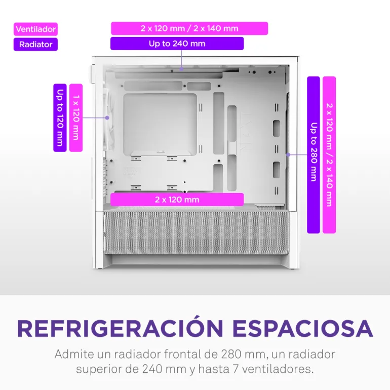 Caja/Torre NZXT H3 Flow (2025) mATX Blanco