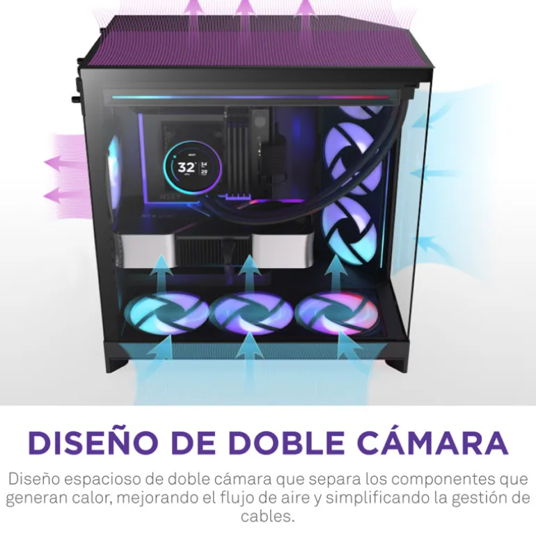 Caja/Torre NZXT H9 Flow RGB Plus (2025) Negro