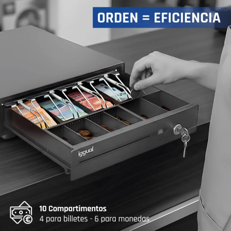 Cajón Portamonedas iggual IRON-10 38cm 4+6 Negro