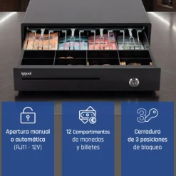 Cajón Portamonedas iggual IRON-15 37cm Negro