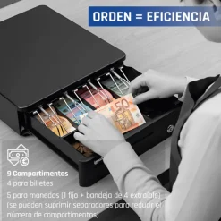 Cajón Portamonedas iggual IRON-10R 38cm Negro