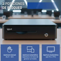 Cajón Portamonedas iggual IRON-10R 38cm Negro