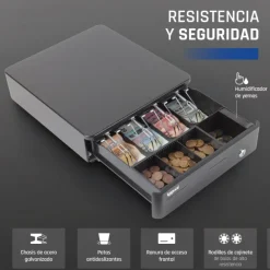 Cajón Portamonedas iggual IRON-10R 38cm Negro