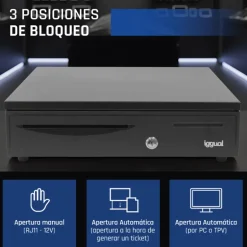 Cajón Portamonedas iggual IRON-50 42cm Negro