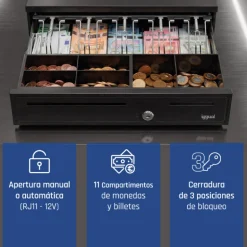 Cajón Portamonedas iggual IRON-35 42cm Negro