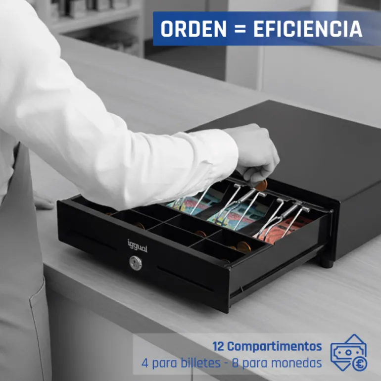 Cajón Portamonedas iggual IRON-XS 33cm 4+8 Negro