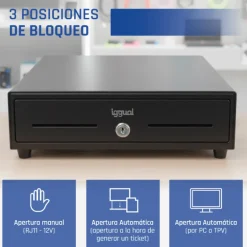 Cajón Portamonedas iggual IRON-XS 33cm 4+8 Negro