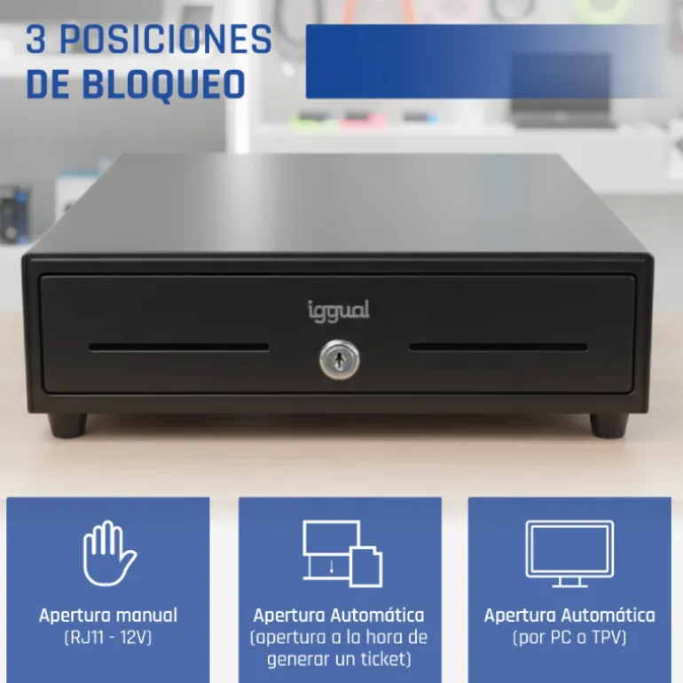 Cajón Portamonedas iggual IRON-XS 33cm 4+8 Negro