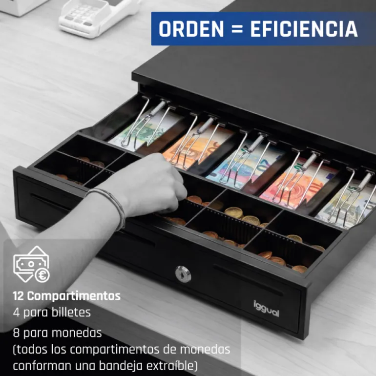 Cajón Portamonedas Iggual IRON-20 42cm Negro