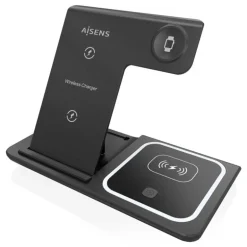 Cargador Aisens Inalámbrico USB-C 3 en 1 Negro