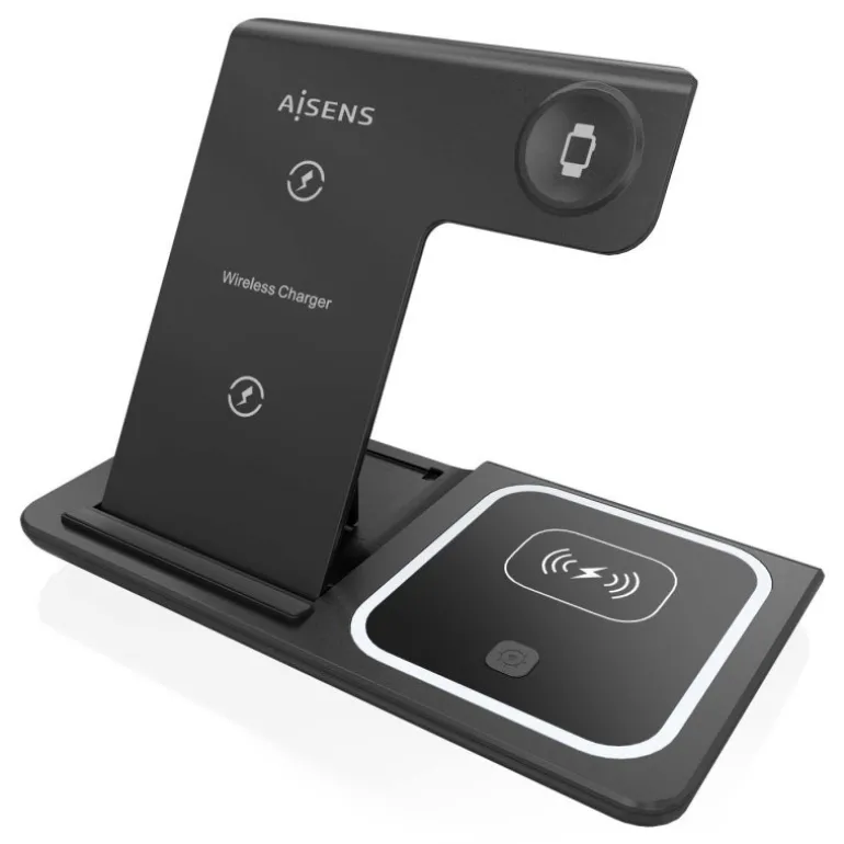 Cargador Aisens Inalámbrico USB-C 3 en 1 Negro