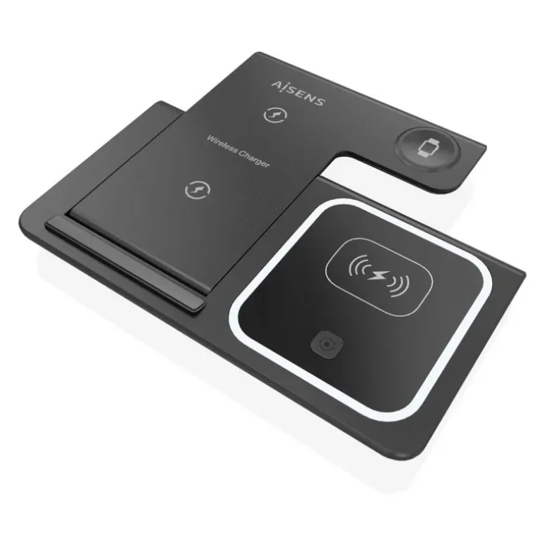Cargador Aisens Inalámbrico USB-C 3 en 1 Negro