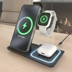 Cargador Aisens Inalámbrico USB-C 3 en 1 Negro