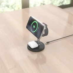 Cargador Aisens Inalámbrico USB-C Qi 3 en 1 Negro