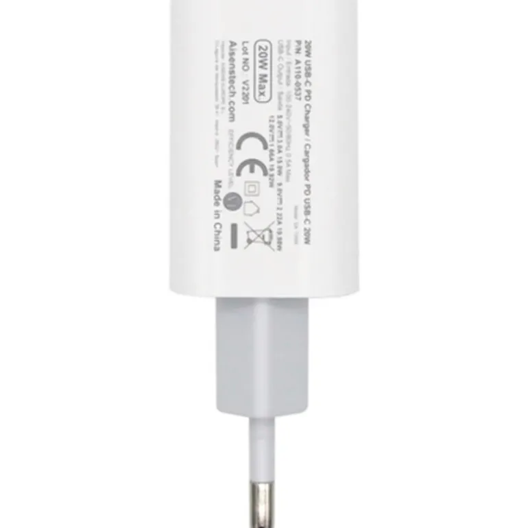 Cargador USB Aisens A110-0537 20W USB-C PD3.0 Blanco