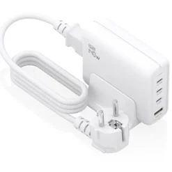 Cargador USB Aisens 140W GaN ASCH-140W4P055-W (3xUSB-C) PD3.1 QC4.0 QC5.0 + (1xUSB-A) QC3.0 Blanco