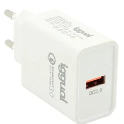 Cargador USB iggual 1xUSB Carga Rápida QC3.0 18W