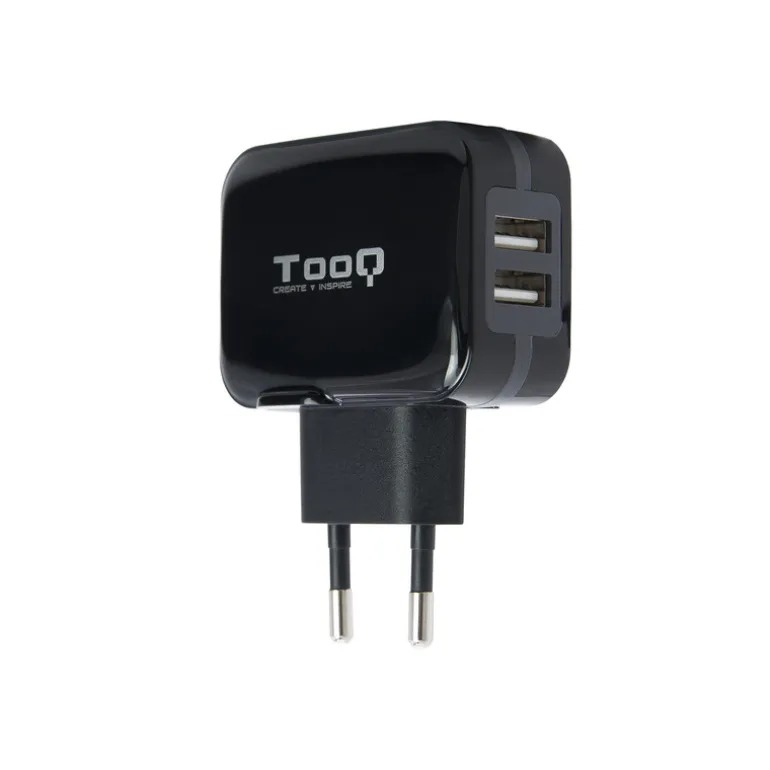 Cargador USB Tooq Pared USBx 2 Negro