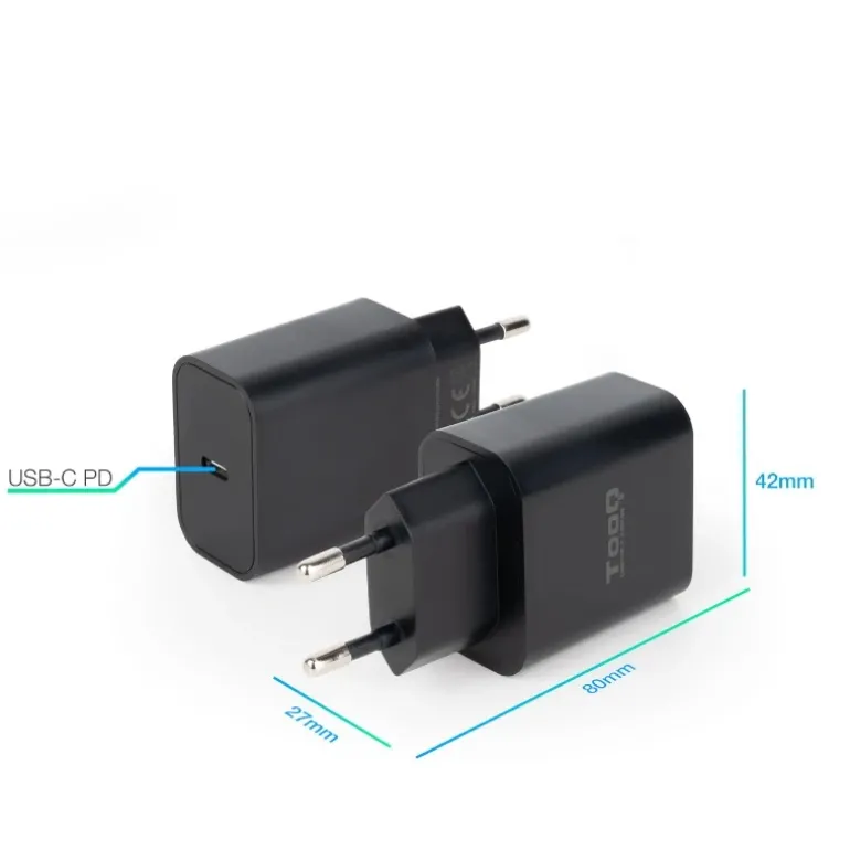 Cargador USB Tooq TQWC-PDUSBC20B USB-C 20W Negro
