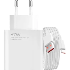 Cargador Xiaomi 67W HyperCharge Combo (1xUSB-A) Blanco + Cable (USB A-C)