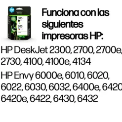 Cartucho Tinta HP Original 305 Tri-Color Pack 2 Negro