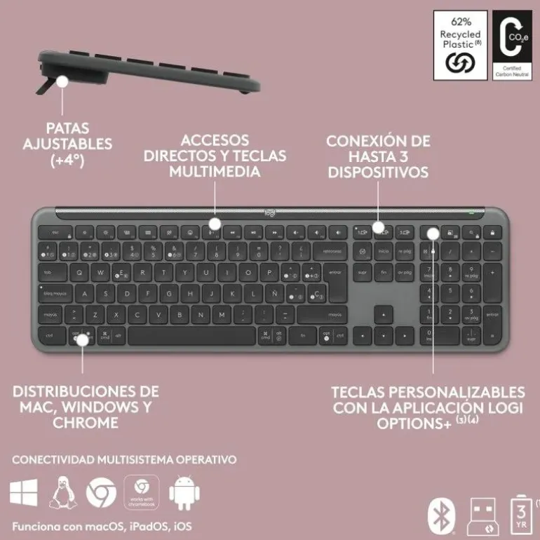 Combo Teclado/Ratón Logitech Signature Slim MK950 Negro