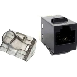 Conector RJ45 Phasak Keystone Dual UTP SD 3018 Cat.6 UTP Negro