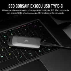 Disco Duro Externo Corsair EX100U SSD 4TB USB 3.2 Gen 2x2 Negro