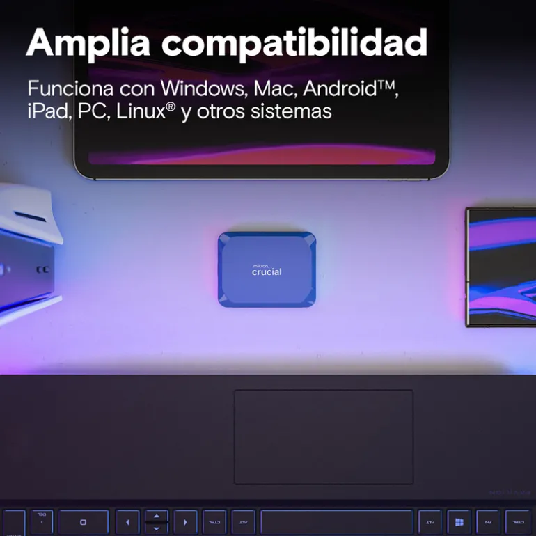 Disco Duro Externo Crucial X10 SSD 4TB USB 3.2 Gen2 2x2 Azul