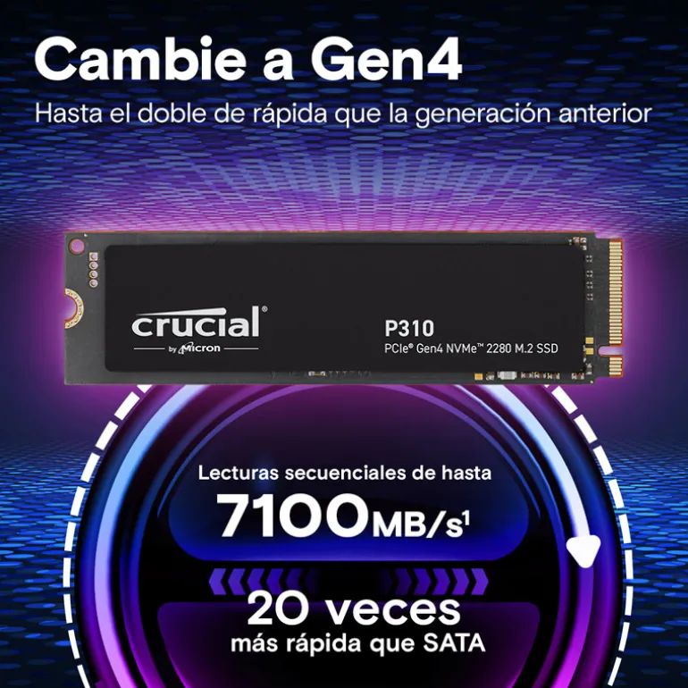 Disco Duro M.2 Crucial P310 500GB PCIe Gen4 x4 NVMe SSD