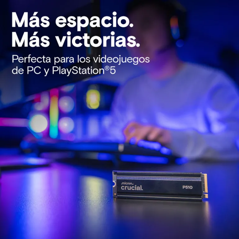 Disco Duro M.2 Crucial P510 2TB PCIe Gen5 x4 NVMe SSD Con Disipador