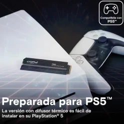 Disco Duro M.2 Crucial T500 4TB PCIe Gen4 x4 NVMe SSD Con Disipador